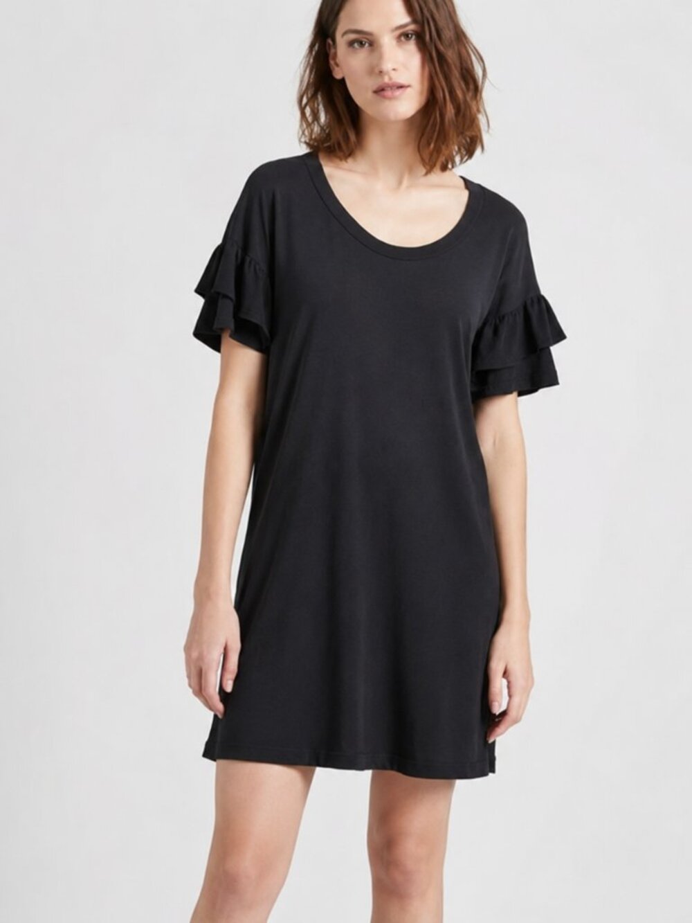 CURRENT/ELLIOTT Ruffle Roadie T-Shirt Dress‎ Grey Size 0 (XS)